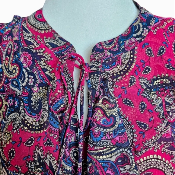 Tommy Hilfinger red top blouse paisley pattern sleeveless lined size M - Picture 4 of 13